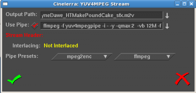 Cinelerra Error Messages When Using YUV4MPEGSTREAM Rendering Option